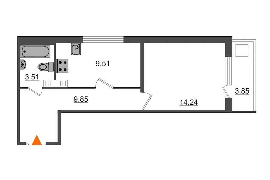 Однокомнатная квартира в : площадь 38.26 м2 , этаж: 6 – купить в Санкт-Петербурге